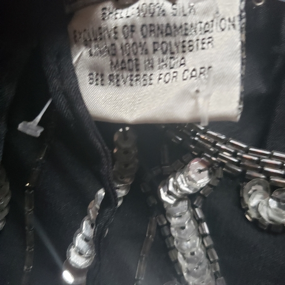 JMC Medium Beaded Sequin Dress  Black Short Sleeve Silk Cocktail  party Wear NWT - Picture 7 of 8